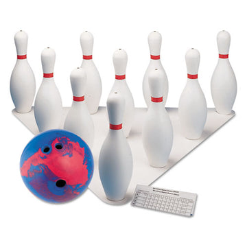 Champion Sports Bowling Set, Plastic-rubber, White, 10 Bowling Pins, 1 Bowling Ball freeshipping - TVN Wholesale
